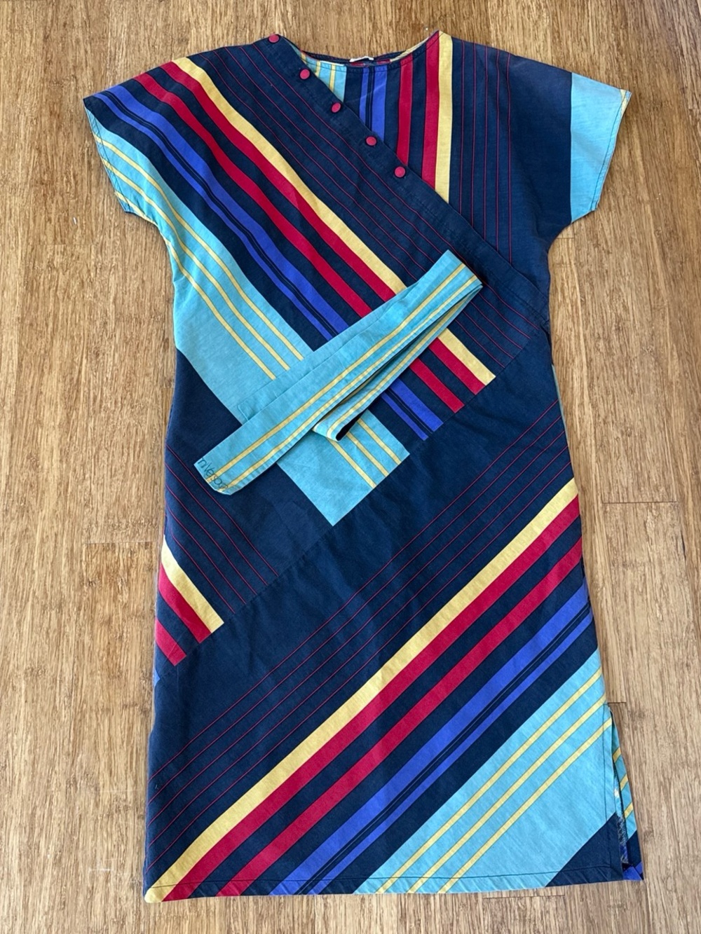 Vintage Gianni Versace retro cotton dress with belt 1970s